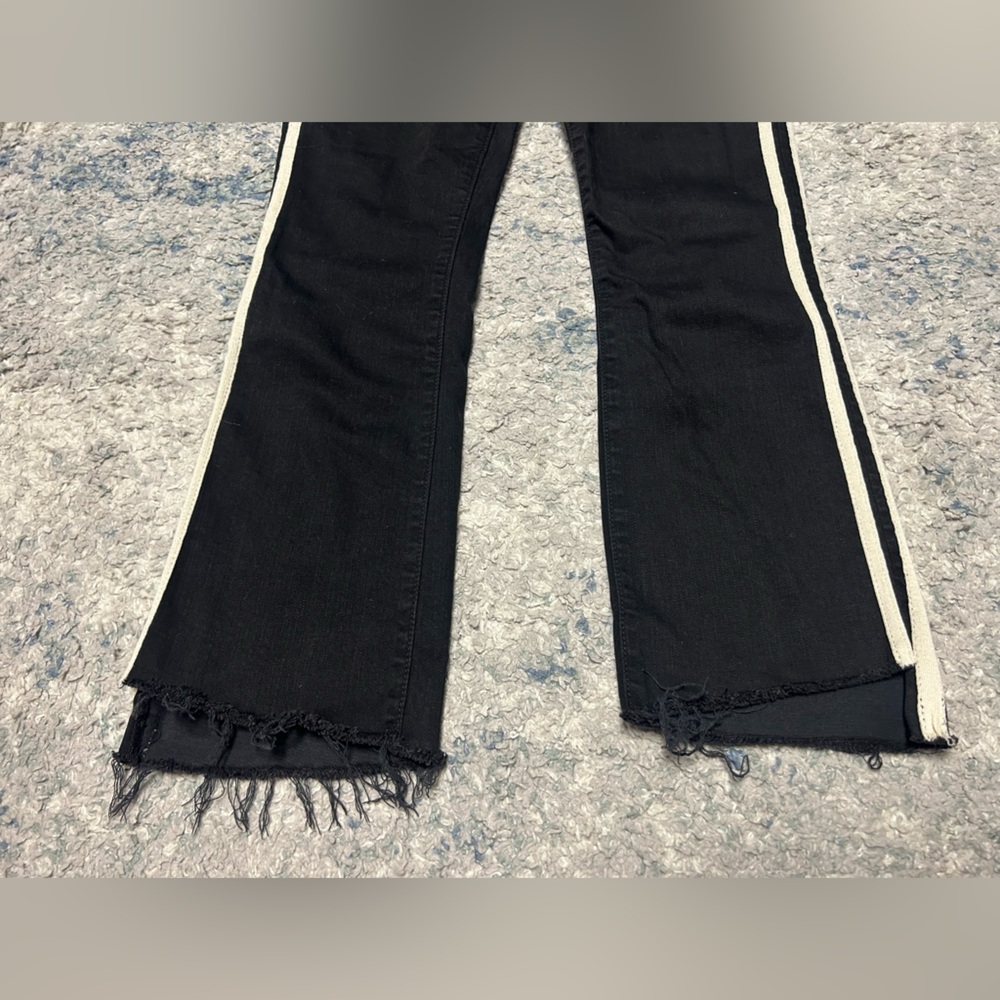 Mother Insider Crop Step Fray Jean In Guilty Racer Black 26 - Picture 4 of 7